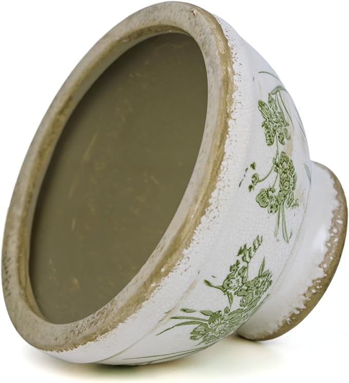 Dosayes Vintage Ice Crackle Grazd Ceramic Flower Pot with Drainage Holes, 4.33 Inch Rustic Planter for Indoor Plants, Outdoor Garden, Farmhouse Gift Tuscan Decor (Green)