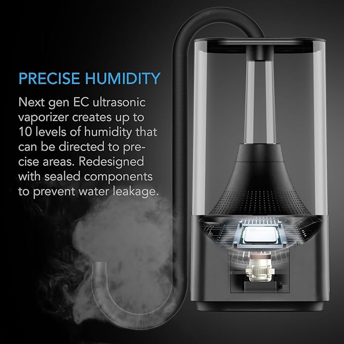 AC Infinity CLOUDFORGE T3, Plant Humidifier 4.5L with VPD Humidity Controls, 10-Level Precision Vaporizer, Extendable Targeting Hose and No-Leak Seal for Grow Tents (Pack of 2)