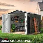 Polar Aurora 8x8 FT Outdoor Storage Shed, Metal Garden Shed with Updated Frame Structure, Tool Sheds for Backyard Garden Patio Lawn, Black