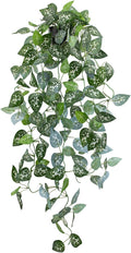 LOYWREE 39-in Long Fake Hanging Plant with Pot Faux Pothos Artificial Potted Plants Small Faux Ivy Vine Plant for Indoor Outdoor Aesthetic Office Living Room Shelf Decor (Black Pot)