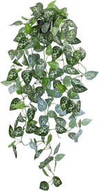 LOYWREE 39-in Long Fake Hanging Plant with Pot Faux Pothos Artificial Potted Plants Small Faux Ivy Vine Plant for Indoor Outdoor Aesthetic Office Living Room Shelf Decor (Black Pot)