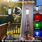 Aialun Solar Outdoor Floor Lamps with USB Charging, 5 Mode White&RGB Light Solar Outside Floor Lamps, 45.67 Inch Tall Standing Lamp with Double Plant Stand for Patio, Porch, Deck, Yard Decor, 2 Pack