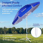 AMMSUN Shade Umbrella, Premium Portable Umbrella with Stand, 6.5ft Lightweight Free Standing Canopy for Sporting Games, Adjustable Instant Sun Protection and Easy to Carry, Blue