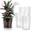 RAOOKIF 30 Pack 5/6/7 Inch Reinforced Clear Nursery Pots with Drainage Holes, Nursery Pots for Plants Variety Pack, Transparent Plastic Plant Pots for Seedlings, Seed Starters