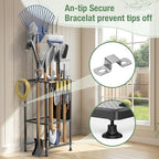 Garden Tool Organizer,Metal Yard Tool Organizer ,Holds 50 Long-Handled Tools/Rakes/Brooms,Side Garden Pocket ,Heavy Duty Steel Yard Tool Storage Rack for Garage,Shed, Outdoor