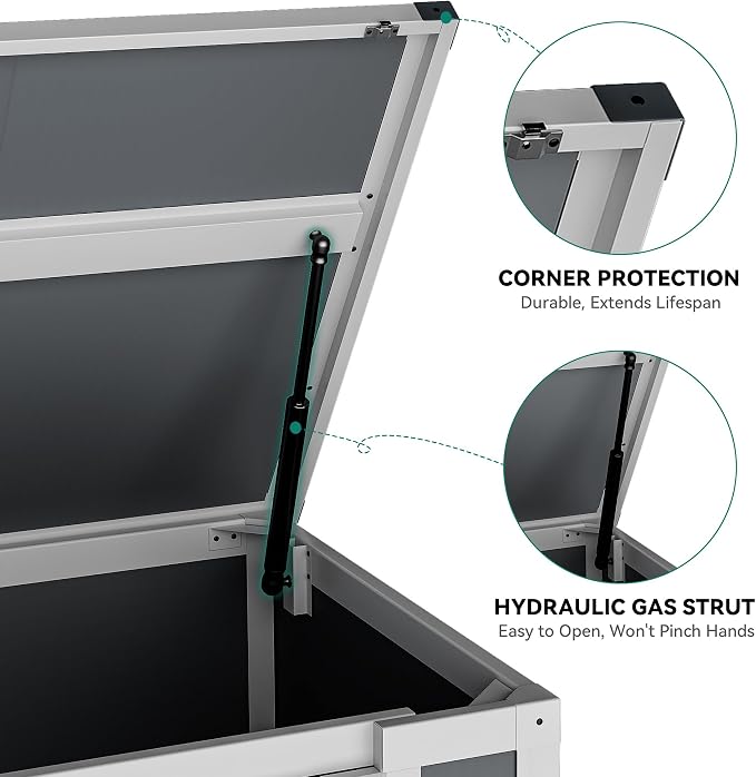 DWVO 41 Cu.ft Horizontal Resin Storage Shed, All Weather Outdoor Garden Shed 4.7x2.5 FT with Hydraulic Struts, 3 Locks, Lockable to Floor for Garden Tools, Trash Cans, Gray