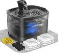 Veken Cat Water Fountain with Detachable Tank & Secure Clips, 6 Filters & Sponges, Easy to Clean & Assemble, 85oz/2.5L Quiet Pet Drinking Dispenser with LED Light for Cats, Dogs and Small Pets, Black
