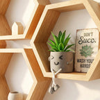 Cute Artificial Succulent Plant in Cement Pot with Hanging Legs - Kitchen Shelf, Bathroom, Office Wall Decoration, Mini Fake Succulents Decor Accents for Desk Shelf - Set of 1