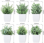 Unittype 12 Pcs Fake Plants Small Artificial Faux Plants for Shelf Mini Plastic Potted Greenery for Home Office Desk Bathroom Bedroom Indoor Decor(White Pot,Gray)