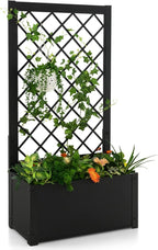 Giantex 44" Metal Raised Garden Bed with Trellis, Elevated Vertical Planter with Garden Trellis for Vine Plant Flower Climbing, Indoor & Outdoor Use Plant Box for Yard Garden Balcony