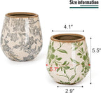 Sungmor Vintage Ceramic Planter Set of 2 - Decorative Indoor & Outdoor Flower Pots with Drainage Holes - Tuscan Décor Pots, 5.7" Ice Crackle Glaze Planters for Home, Kitchen, Patio, and Garden