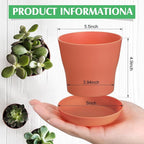 Potchen 33 Pack Plastic Plant Pots Bulk with Saucers Thickened Reusable Nursery Planters with Drainage Holes Colorful Small Flower Pots for Indoor Herbs Seedlings(5.5 Inch)