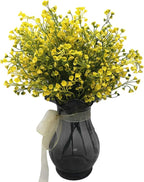 PASYOU Artificial Plants, Fake Bell Grass Flowers Plastic Greenery Lifelike Patio Yard Corridor Indoor Outdoor Home Garden Balcony Party Pot Planter Filler Table Arrangement Decoration Yellow 8 pcs
