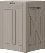 Greesum 52 Gallon Large Outdoor Package Delivery Box for Porch, Lockable Secure Double-Wall Resin Storage Box, Waterproof Deck Box for Package Protection, Light Coffee