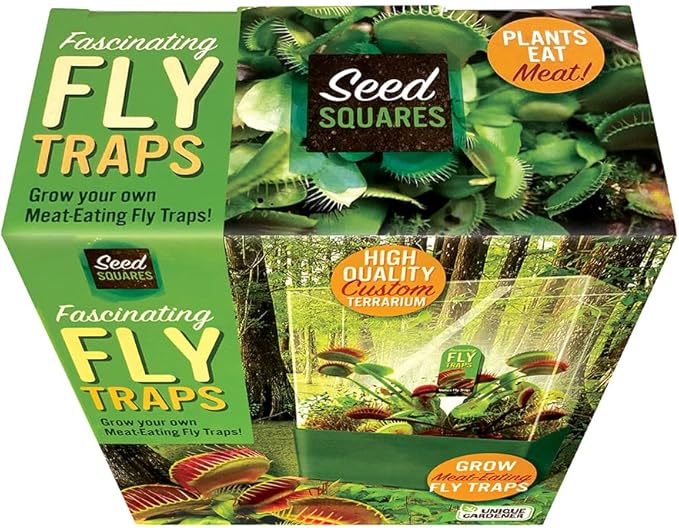 Unique Gardener Grow Your Own Venus Fly Trap, Complete Adults Square Terrarium Starter Kit to Plant Fascinating Man Eating Fly Traps, Includes All Supplies for Indoor Flytrap Terrariums