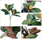 Artificial Magnolia Plants 18 Inch, Fake Magnolia Leaves Stems Faux Greenery Big Leaf Branches Shrubs Houseplant Decor for Indoor Outdoor Home Garden Wedding Table Centerpiece Vase Decoration 2 Pack
