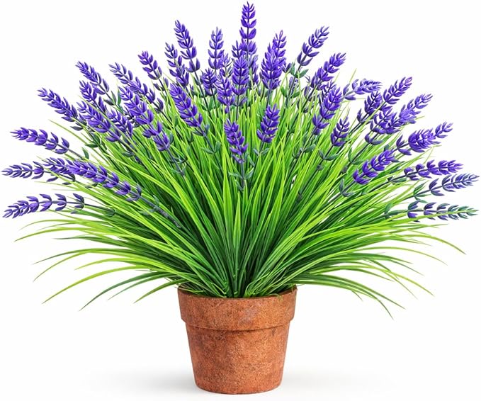 Artificial Flowers for Outdoors, 8 Bundles Faux Silk Spring Flowers for Outside for Planter Front Door Porch Yard Patio Window Box Home Decor (8pcs-Purple)
