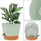 GARDIFE 12 inch Plant Pots, planters, Self Watering Pots, 2 Pack Large Plastic Flower pots with Deep Reservior and High Drainage Holes for Indoor Outdoor Plants and Flowers, Green