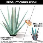 Large Tequila Rustic Sculpture, Rustic Metal Agave Plants for Outdoor Patio Yard, Home Decor Hand Painted Metal Agave Garden Yard Statue, Outdoor Lawn Ornaments (Mint Green - L)