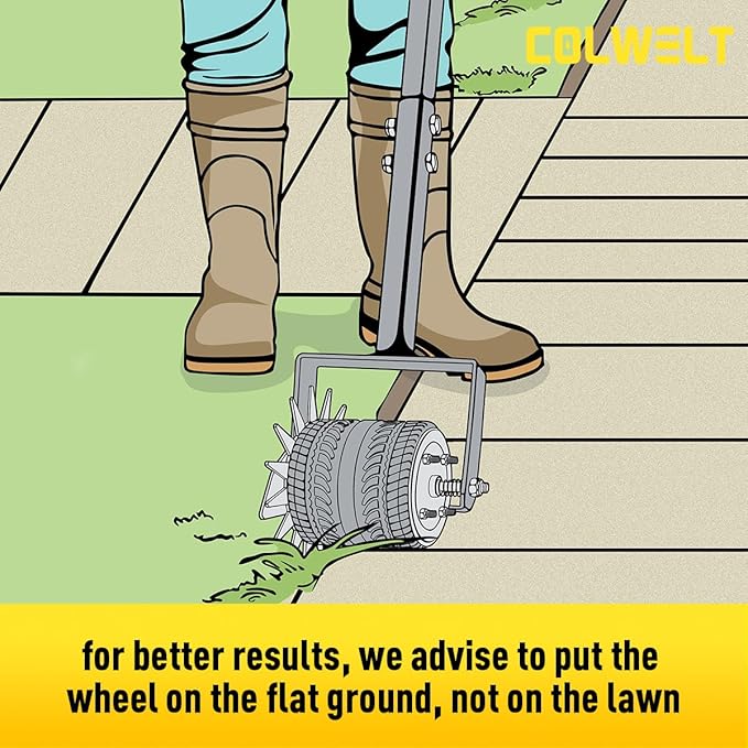 Colwelt Wheel Rotary Edger Lawn Tool 59’’, Manual Lawn Edger with Extra-Wide Rubber Wheel, Lawn Edgers Manual with Reinforced Bracket, Grass Edger Edging Tool for Landscaping, Sidewalk, Driveway, Yard