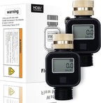 MOES Water Flow Meter with Brass Inlet Metal Thread, Measure Gallon/Liter Consumption and Flow Rate for RV Water Tank Filling, Outdoor Garden Hose Watering, Lawn Sprinkler and Nozzle Sprayer, 2 Pack