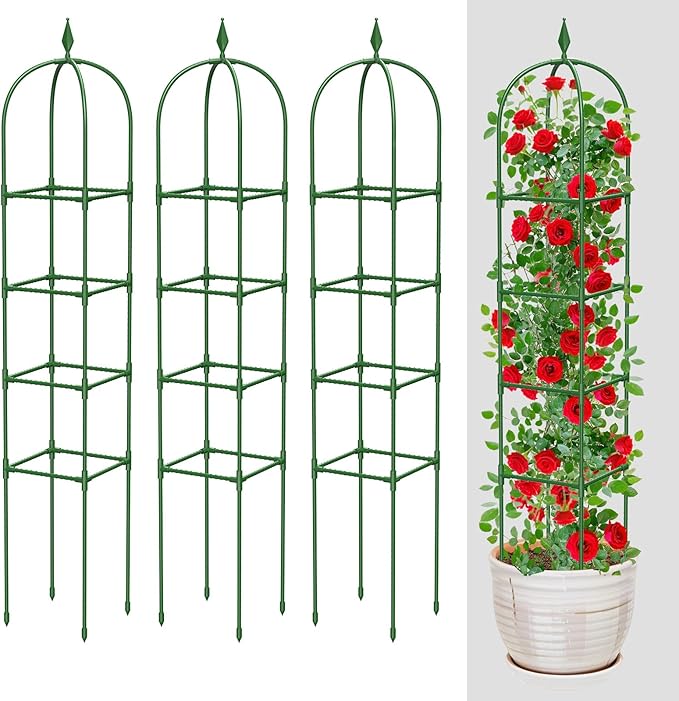 MYMULIKE Garden Trellis for Climbing Plants Outdoor & Indoor - 2 Pack 6Ft Tall Rustproof Plant Support Cage for Vines, Flowers, Vegetables, Roses | Heavy-Duty, Adjustable & Decorative
