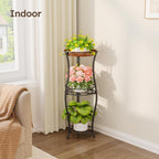 Homsorout Plant Stand Indoor Outdoor - 3 Tier 32" Tall Metal Plant Shelf with Bird Bath, Rustproof Stable Flower Pot Holder for Planter Corner Garden Balcony Patio, Black
