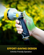 RAINPOINT Full-Metal Garden Hose Nozzle, Heavy Duty Water Hose Nozzle Sprayer With 10 Adjustable Patterns & High Flow,Thumb Control For Flow Adjustment, Ideal For Watering, Washing, Cleaning,Yellow