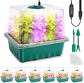 Seed Starter Tray with Grow Light, 6pcs Seed Starter Kits with Light and Humidity Domes, Timing Controller & Adjustable Brightness & 3 Light Mode, Indoor Seedling Starter Plant Germination Trays