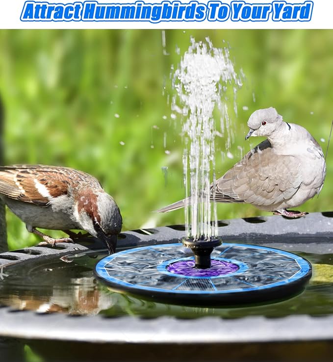 SZMP Solar Fountain 3.5W Bird Bath Fountains with Flower Upgraded Glass Panel, Solar Powered Water Fountain with 7 Nozzle & 4 Fixer, Solar Fountain Pump for Bird Bath, Garden, Pond, Pool (Blue)