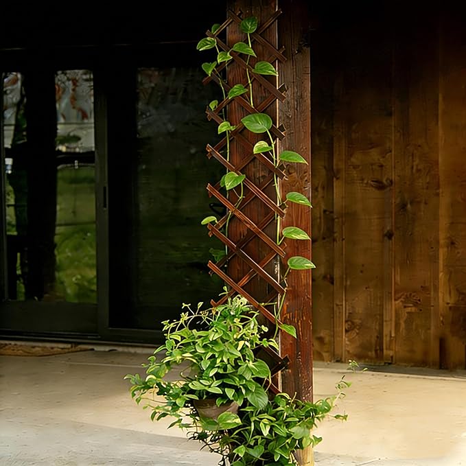 4 Pcs Expandable Garden Trellis, 13" x 68" Thickened Wooden Lattice Trellis for Climbing Plants Outdoor Ivy Vine Rose Clematis for Garden Fence Wall Patio Room Decor (4)