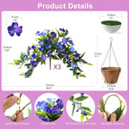 Hommyea Artificial Fake Hanging Flowers Plants Basket for Outdoors Outside Decoration UV Resistant Faux Silk Flowers Look Real Plastic Flowers for Spring Planters Home Porch Patio Garden Decor