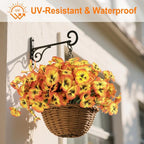 ZAIYW 18 Bundles Artificial Flowers Outdoor Fake Flowers Pansies Faux Artificial Plants for Planter Porch Yard Home Decor (Orange Yellow)