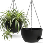 UOUZ 13 Inch 2 Pack Large Self Watering Hanging Planters for Indoor Outdoor Plants, Hanging Plant Pots with Removable 50 Oz Reservoir, Plastic Hanging Basket for Window Porch Garden Balcony, Black