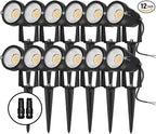 REEGOLD Low Voltage Landscape Lights Outdoor: 7W 700LM LED Landscape Lighting with Connectors for Tree Garden Yard Pathway | 12V 24V Warm White 2700K Spotlights | IP65 Waterproof | 12 Pack