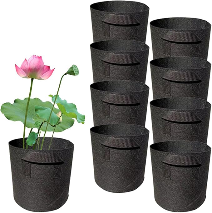 8Pack Lily Plant Pots for Pond, Thickened Nonwoven Plant Fabric Pots with Handles, Durable Breathe Reusable Fabric Plant Bags for Aquatic Plants, Potato, Carrot, Onion, Flower