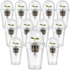 12 Pack Transparent Hydroponic Cups with Humidity Domes, 5in1 Hydroponics Growing System Kit, Clear Self Watering Planters for Indoor Plants, Herbs, Seed Starting, Root Monitoring