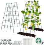 Cucumber Trellis for Raised Bed, Rifny 16.5 x 40 Inch Metal Trellis for Climbing Plants Outdoor with Plant Clips Twist Ties, Garden Plant A-Frame Trellis for Vegetable Pea Tomato (Green, 2 PCS)