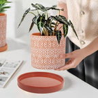 Yukfona Ceramic Plant Saucer Pot Tray 10.7 Inch, Planter Saucers 6 7 8 9 10 11 12 15 Inch, Durable Sturdy Flower Drainage drip Water Tray for Glazed Pots Base (10.7Inch- Red Terracotta)