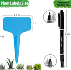 Plant Labels Tags 200Pcs T-Type Plant Markers Plastic Plant Label Garden Labels Tags Plant Labels for Outdoor Garden Waterproof Plant Label Identification Stakes with Permanent Marking Pen 5 Colors