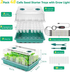 96 Cell Seed Starter Tray with Grow Light, Seed Starter Kit with Adjustable Humidity Dome, Seed Starting Trays Plant Starter Kit for Seeds Growing Starting, Indoor Gardening, Greenhouse