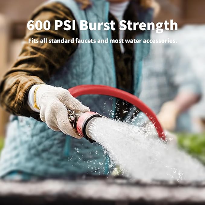 Garden Hose 5 ft x 5/8” Hot Water Hose,-50°F to 190°F,Burst 600Psi Flexible & Lightweight Upgraded Rubber Hoses,3/4” Solid Fittings for All-weather Outdoor Lawn & Garden