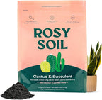 Rosy Soil Cactus and Succulent Organic Potting Soil Mix for House Plants - Fast Draining, Root Boosting, Peat-Free, Less Prone to Gnats - Drought-Tolerant -for AloeVera, Cacti, Indoor Succulents- 4qt