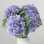 Buart 3PCS Long Stem Big Size Flowers Artificial Silk Hydrangea Lifelike Flowers Real Touch Purple Artificial Flowers Wedding Shower Bride Bouquets Office Living Room Table Decorations (21 Inch)