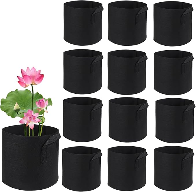 12Pcs Lily Plant Pots for Pond, Aquatic Pond Planter for Pond Durable Breathe Reusable Fabric Plant Bags for Aquatic Plants, Potato, Carrot, Onion, Flower(2 Gallon)