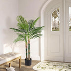 DUMOS 47in Artificial Palm Tree, Tall Faux Fake Plants Indoor with Black Planter Pot and Lifelike Leaves, Maintenance Free Artificial Silk Tree for Home, Office, House, Living Room, Porch Decor
