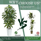 Artificial Dracaena Tree：7FT Faux Silk Tropical Yucca Floor Trees Realistic Fake Green Plant with Natural Wood Trunk & Lifelike Leaves for Home Office Decor Indoor & Outdoor (7FT,1-Pack,White)