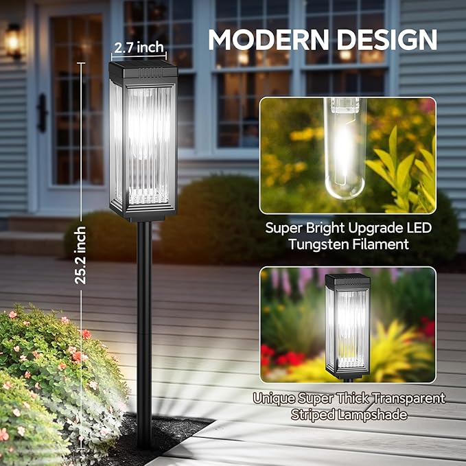 ELECLINK Solar Pathway Lights Outdoor, 8 Pack Upgraded Solar Lights Outdoor Waterproof, Bright Up to 15 Hrs Auto On/Off Garden Light for Yard Patio Lawn Path Walkway Driveway Outside Decor(Cool White)