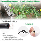100FT 1/4" Drip Irrigation System Kit, Automatic Watering System, DIY Automatic Irrigation Equipment Set for Greenhouse, Garden, Yard, Lawn