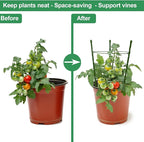 18" Small Plant Support Tomato Cages, 4 Pack Adjustable Garden Trellis for Indoor Outdoor Climbing Plants, Peony Flower Stakes with 66ft Garden Twist Ties, Green Metal Plant Cages for Pots & Garden